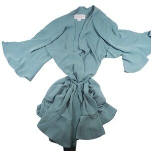 Birdy Grey Bridesmaid Getting Ready Kimono Robe‎ Bell Sleeves XS/S Blue Green